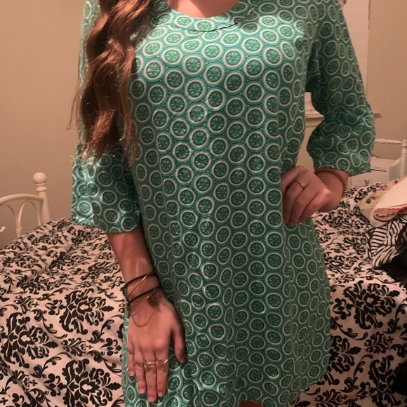 Escapade green print dress small size medium - Picture 2 of 5